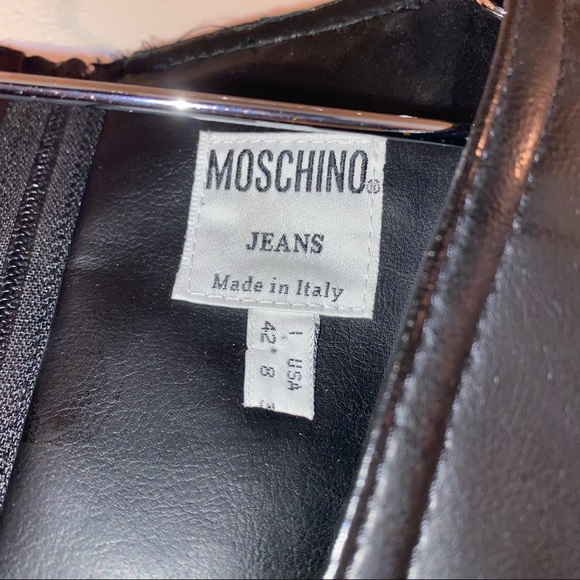 Vintage MOSCHINO Faux Leather Studded Dress Size 8 - Picture 3 of 6